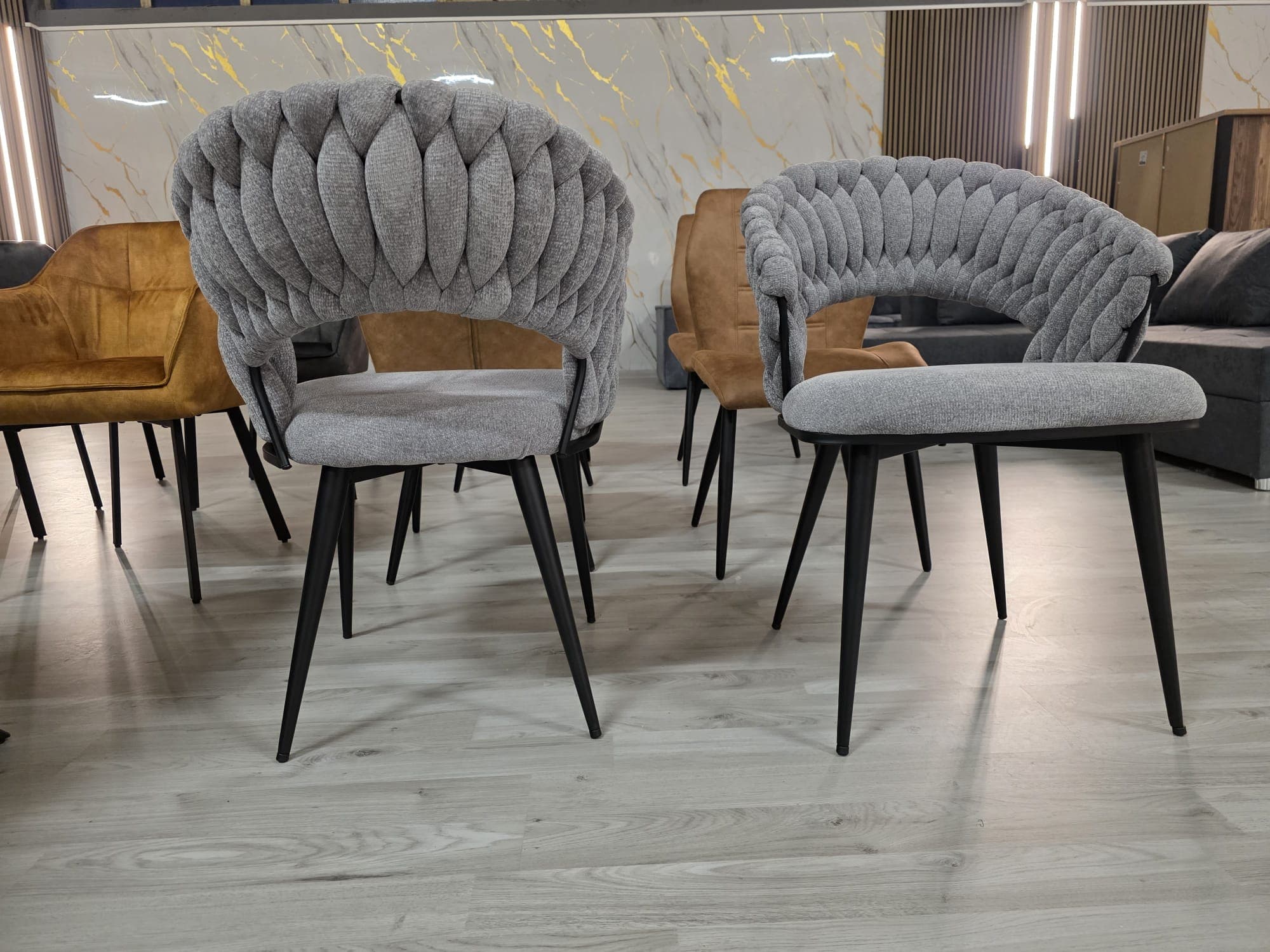 Sedia intrecciata GELDERN grigio chiaro in intrecciato — 2