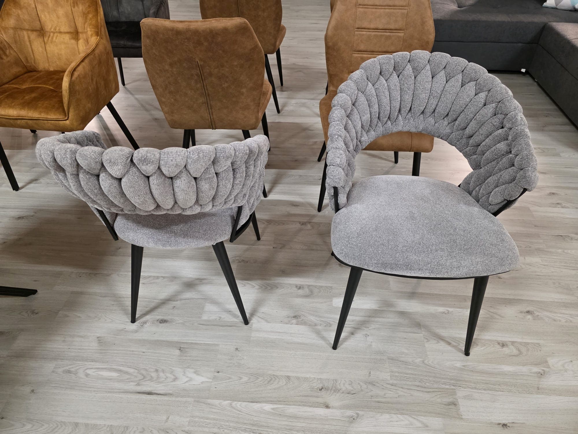 Sedia intrecciata GELDERN grigio chiaro in intrecciato — 3