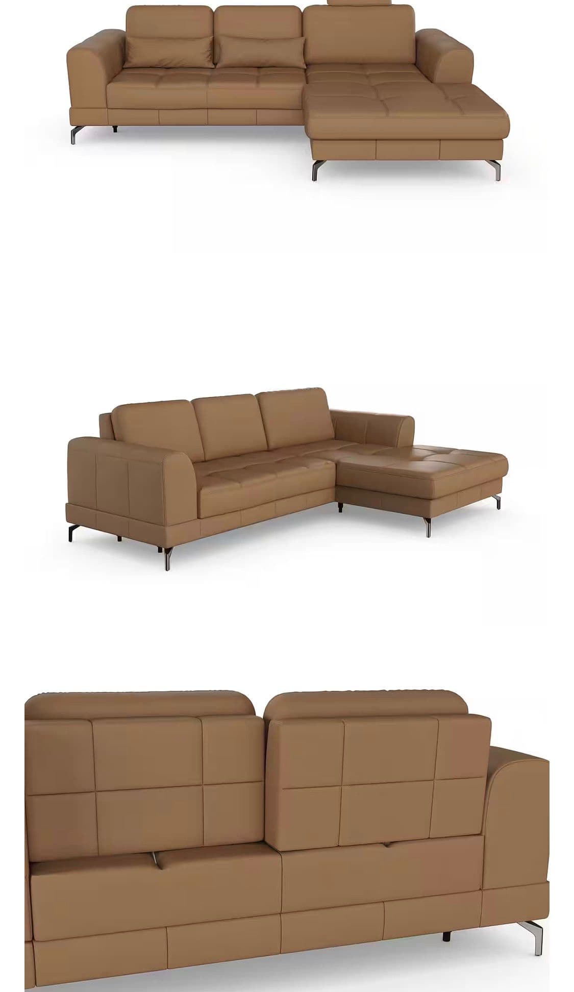 Divano angolare cognac in pelle — 2